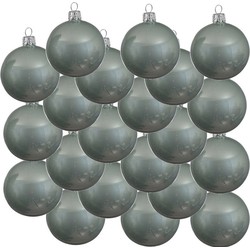 18x Glazen kerstballen glans mintgroen 8 cm kerstboom versiering/decoratie - Kerstbal