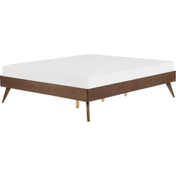 Beliani BERRIC - Tweepersoonsbed-Donkere houtkleur-MDF