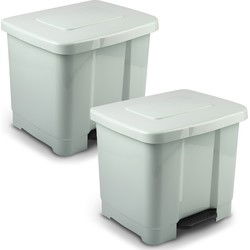 Plasticforte pedaalemmer - 2x - 2-vaks - mintgroen - 35L - 43 x 38 cm - Pedaalemmers