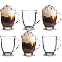 Glasmark Theeglazen/koffie glazen Bristol - glas - 6x stuks - 400 ml - Koffie- en theeglazen