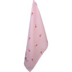 Clayre & Eef Theedoek  50x70 cm Roze Paars Katoen Rechthoek Rozen Vaatdoek