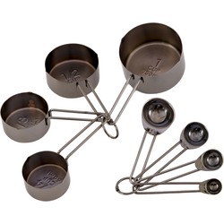 Krumble Maatcups en lepels - Set van 8 - RVS - Zwart