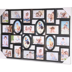 Decopatent® XL Fotolijst Collage voor 24 Foto's van (15x10 & 10x15 Cm) - Fotolijsten - Fotolijstje met 24 fotokaders - 86.5 x 58Cm