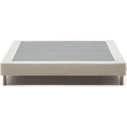 Kave Home - Bedbodem Ofelia met afneembare beige bekleding en massief beukenhouten poten voor een matr