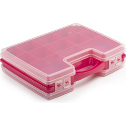 Plasticforte Opbergdoos - 21-vaks - kunststof - fuchsia - 28x21cm - Opbergbox