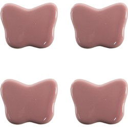 Clayre & Eef Deurknop Set van 4 Vlinder 4x3 cm Roze Keramiek Meubelknop