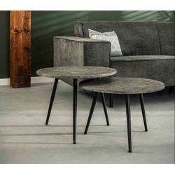 Salontafel Set van 2 - Rond - Metallic Grijs - Giga Meubel