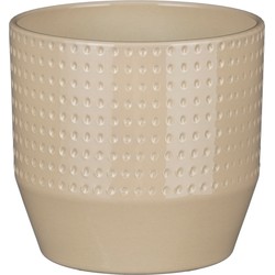 Mica Decorations Bloempot Nola - beige - D16 x H15 cm - relief dots - Plantenpotten