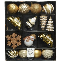 Decoris kersthangers - 25-delig - goud met wit - kerstversiering - Kersthangers