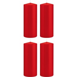 4x Kaarsen rood 8 x 20 cm 119 branduren sfeerkaarsen - Stompkaarsen
