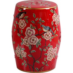 Fine Asianliving Keramische Kruk Rood Bloemen Handgemaakt - Aria