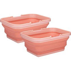 Alpina Wasmand/draagmand opvouwbaar - 2x - kunststof - 19 L - zalmroze - 38 x 28 x 18 cm - Emmers