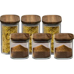 Set van 6x keuken voorraadbussen/potten glas 0.6 en 1.3 Liter inhoud - Voorraadpot