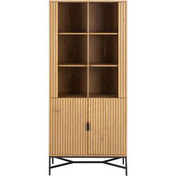 Vitrinekast Naturel Eikenlook - 80x40x180cm - Juna