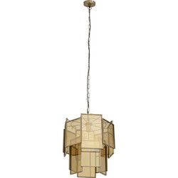 PTMD Loucas Brass Lustre Glass Hanging Lamp Layers S