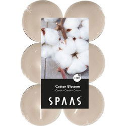 Spaas maxi waxinelichtjes - 48x - Cotton blossom - 10 branduren - geurkaarsen