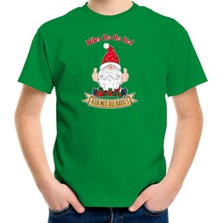 Bellatio Decorations kerst t-shirt voor kinderen - Kado Gnoom - groen - Kerst kabouter L (140-152) - kerst t-shirts kind