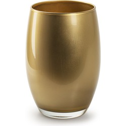 Bloemenvaas Galileo - goud kleurig stevig glas - H20 x D14 cm - Vazen