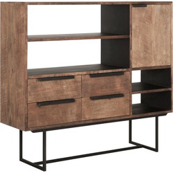 DTP Home Dresser Odeon No.3, 1 door, 4 open racks, 4 drawers,120x136x40 cm, recycled teakwood