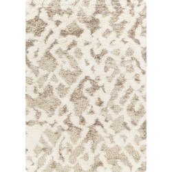 Hoogpolig Shaggy Scandinavisch Boho Tapijt PAULA - Wit/Beige - 160x220 cm 