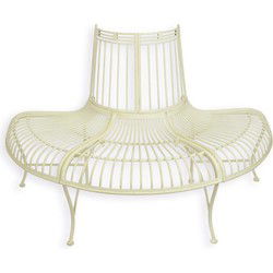 A DEMI ROUND IRON TREE BENCH, WHITE