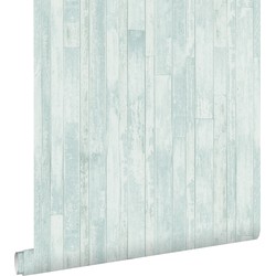 ESTAhome behang vintage sloophout planken vergrijsd turquoise - 53 cm x 10,05 m - 128837