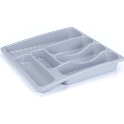 Decopatent® Besteklade - 6 Vakken - Bestekbak - Kunstof - Bestekbakken - Keukenla bestek organizer - 39.2 x 37.9 x 6.2 Cm - Grijs