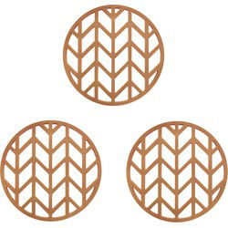 Krumble Pannenonderzetter met pijlen patroon - Bruin - Set van 3