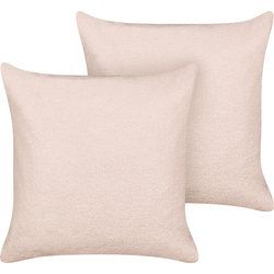 LEUZEA - Sierkussen set van 2 - Pastelroze - 60 x 60 cm - Bouclé