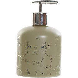 Zeeppompje/zeepdispenser kaki groen van glas 350 ml - Zeeppompjes