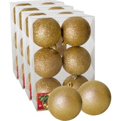 24x stuks kerstballen goud glitters kunststof 8 cm - Kerstbal