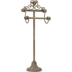 Clayre & Eef WC Rol houder  23x15x59 cm Beige Bruin Ijzer Toiletrolhouder