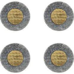 Clayre & Eef Deurknop Set van 4  Ø 4 cm Grijs Ijzer Rond Meubelknop