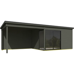 Blokhut Olivia 385x295 Aanbouw Green Grey