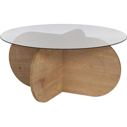 Salontafel met gekruiste poten en blad van gerookt glas Ø75 cm - AERIS