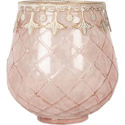 Clayre & Eef Waxinelichthouder Roze Glas