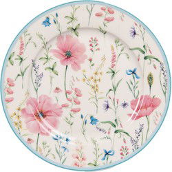 Clayre & Eef Ontbijtbord  Ø 19 cm Wit Roze Porselein Bloemen Bord