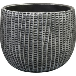 Ter Steege Plantenpot - binnen - zwart/metaal - D21/H17 cm - cement - Plantenpotten