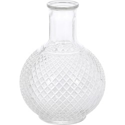 Flesvaas geruit glas transparant 13 x 19 cm - Vazen