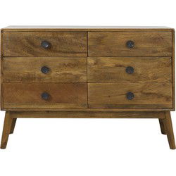 Light&living Kast met 6 laden 114x40x80 cm ESPITA hout olie bruin