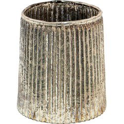 Clayre & Eef Theelichthouder  Ø 8x9 cm Goudkleurig Glas Rond Waxinelichthouder