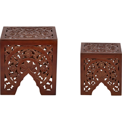 SHUKUR - Bijzettafel set - Donkere houtkleur - MDF