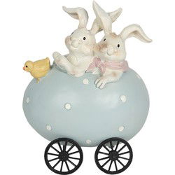 Clayre & Eef Beeld Konijn Blauw Polyresin