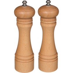5Five Pepermolen/zoutmolen - 2x - hout - beige - H22 cm - Peper en zoutstel