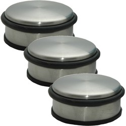 Deurstopper - 3x - RVS - rond - 11,5 x 6 cm - deurstop - 1,1 kg - Deurstoppers