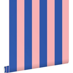 ESTAhome behang strepen licht roze en blauw - 50 x 900 cm - 139907