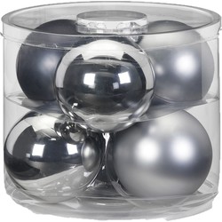 Inge Christmas Grote kerstballen - 6x - grijs/zilver - 10 cm - glas - Kerstbal