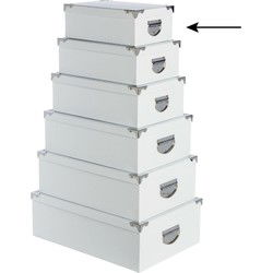 5Five Opbergdoos/box - wit - L28 x B19.5 x H11 cm - Karton - Opbergbox