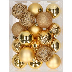 37x stuks kunststof kerstballen licht goud 6 cm - Kerstbal