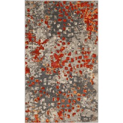 Safavieh Boho Chic Indoor Woven Area Rug, Monaco Collection, MNC225, in Grey & Orange, 122 X 170 cm